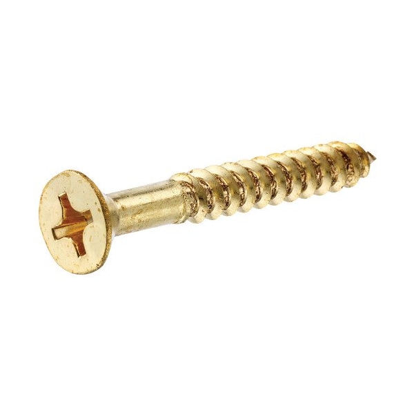Hillman Wood Screw, #6, 3/4 in, Brass Flat Head Phillips Drive, 10 PK 7258 - main